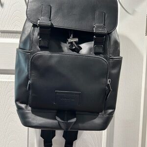 Coach Black Leather Backpack